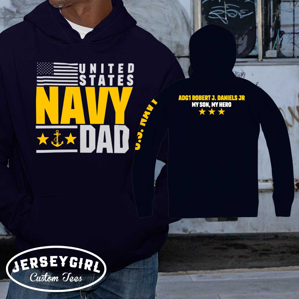 custom Navy dad hoodie