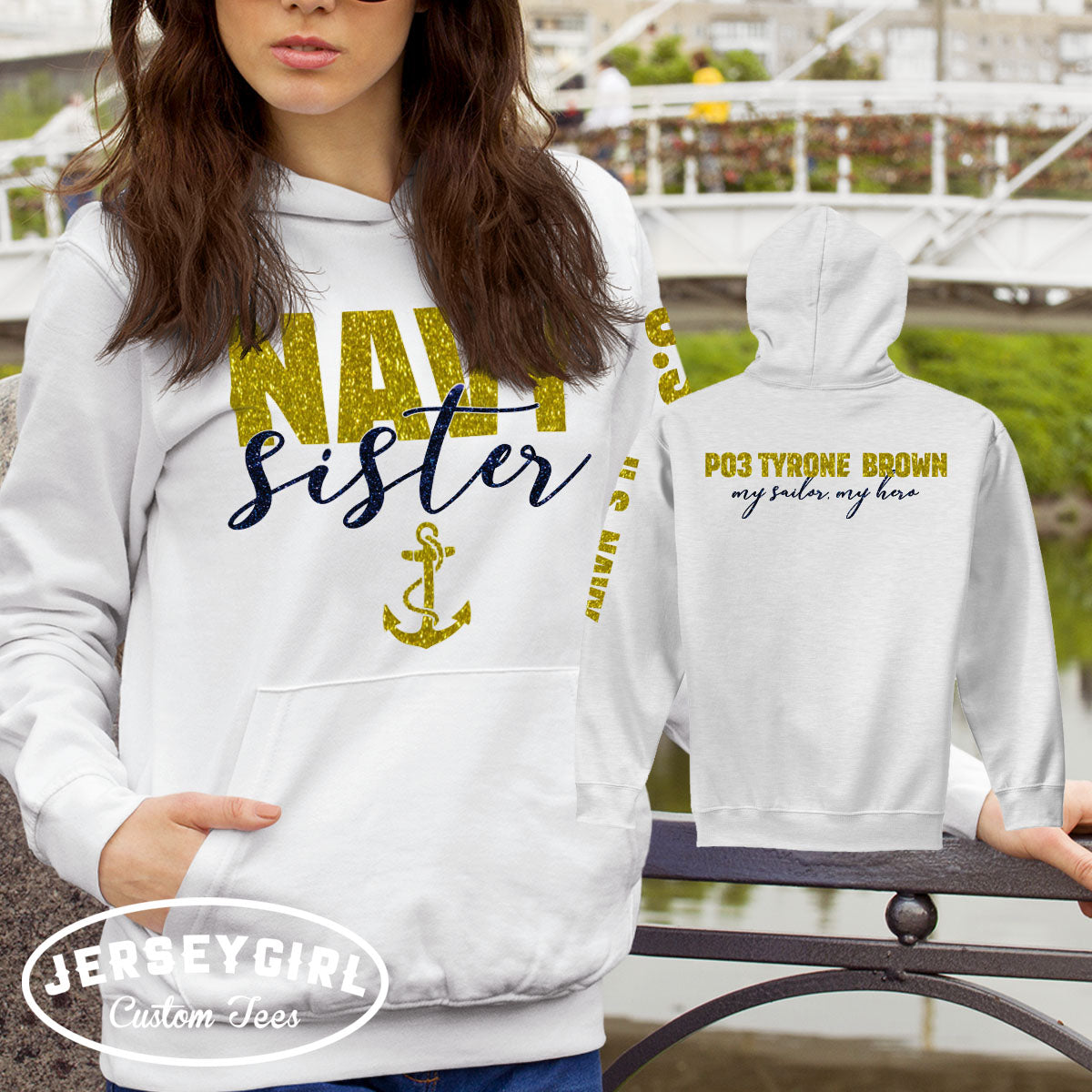 Custom Navy Sister Hoodie