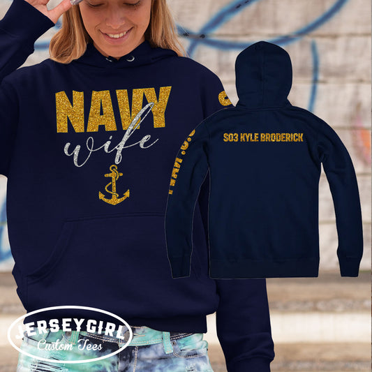 custom Navy wife hoodie