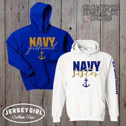 Custom Navy Wife Hoodie