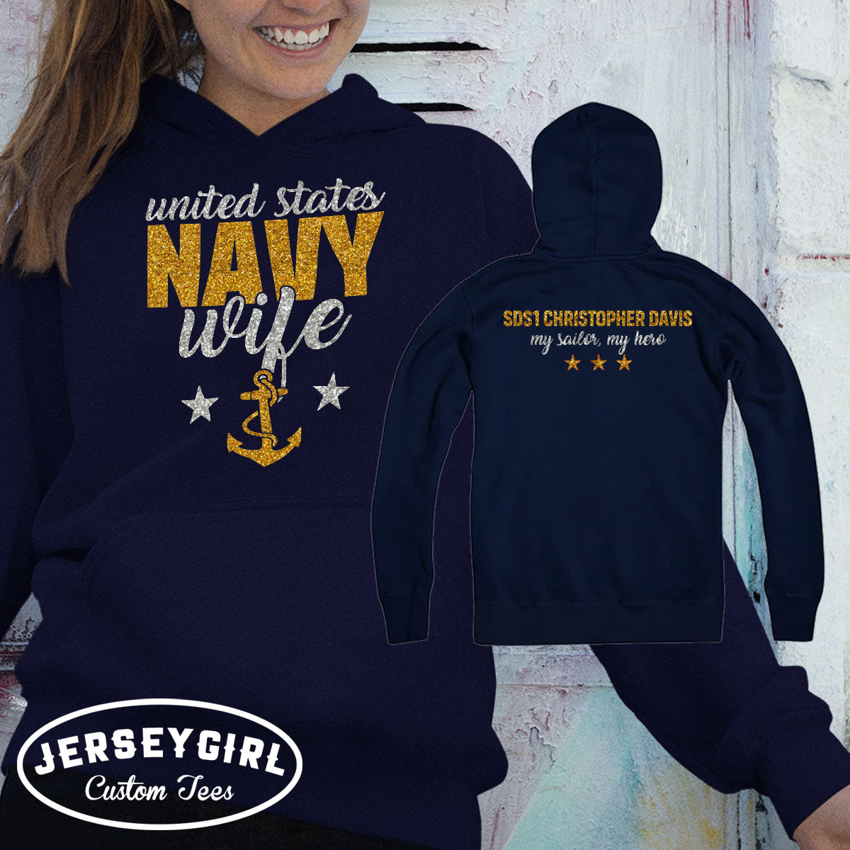 personalized Navy wife sweatshirt