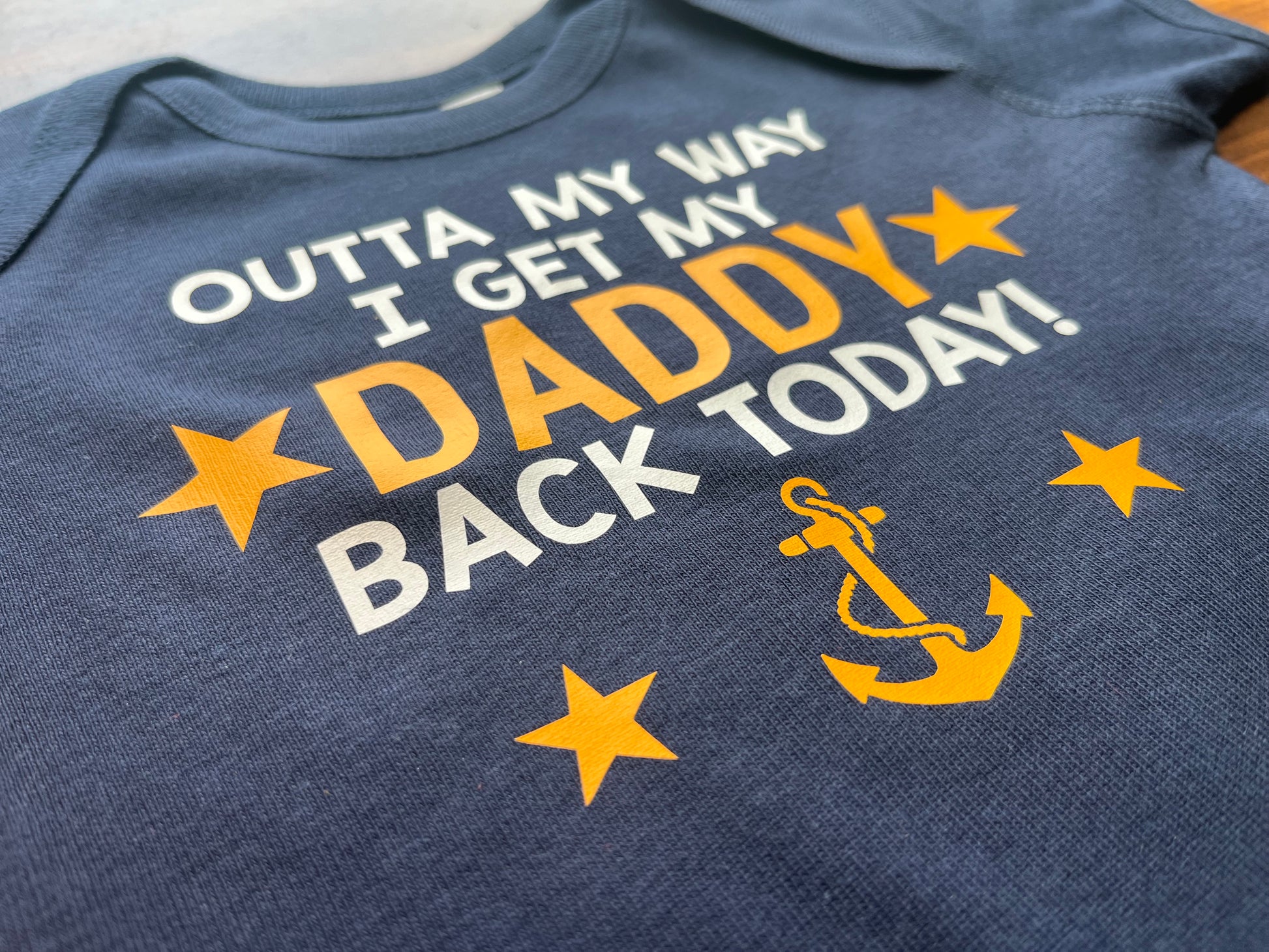 Outta My Way I Get My Daddy Back Today Navy baby bodysuit