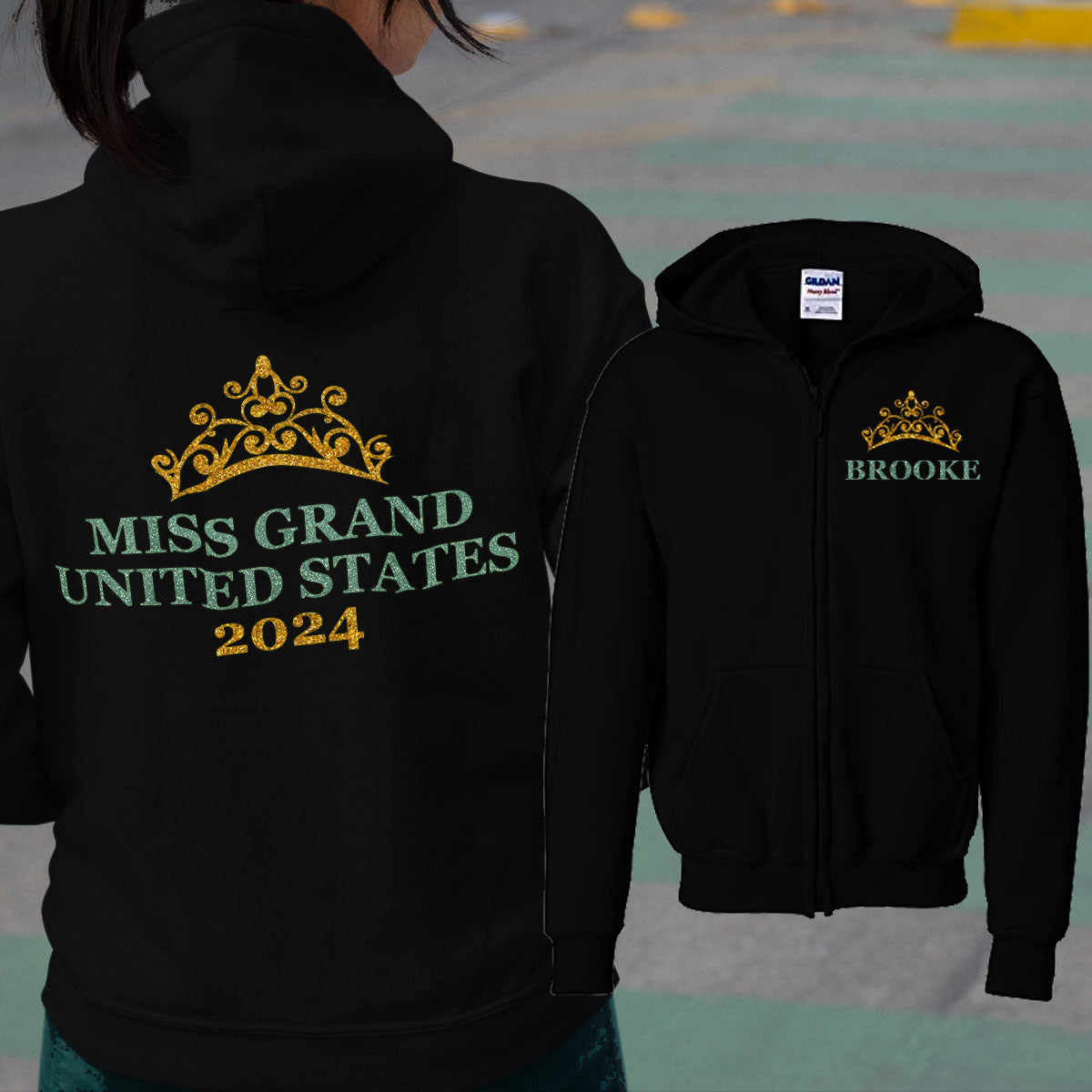 personalized pageant zip-up hoodie