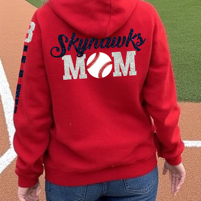 personalized baseball mom zip up hoodie