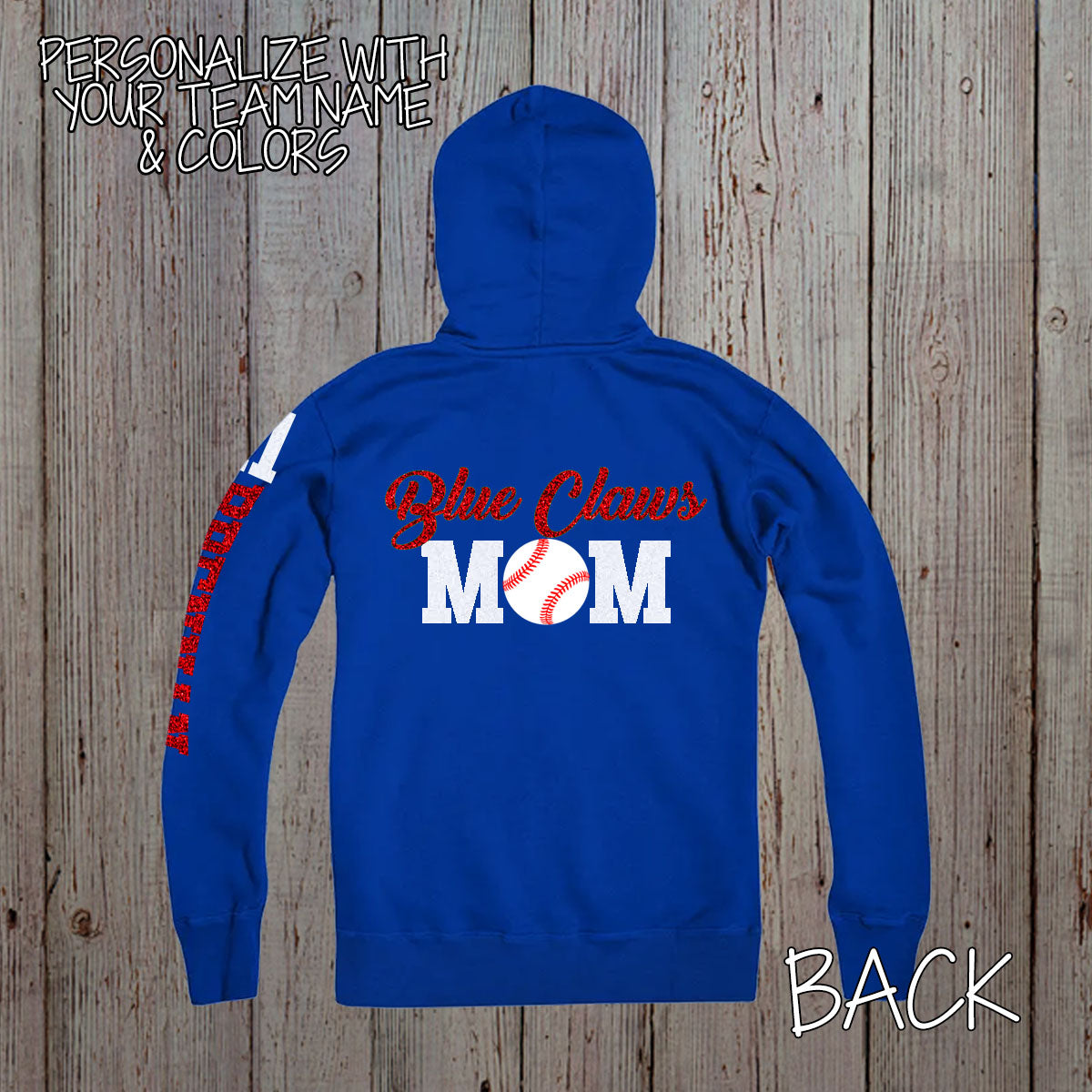 personalized baseball mom zip up hoodie