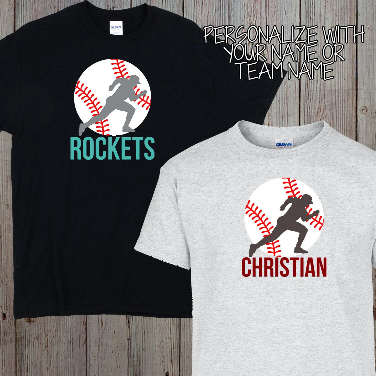personalized boys' baseball shirt with name