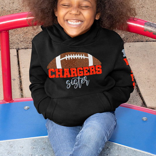 personalized football sister toddler hoodie