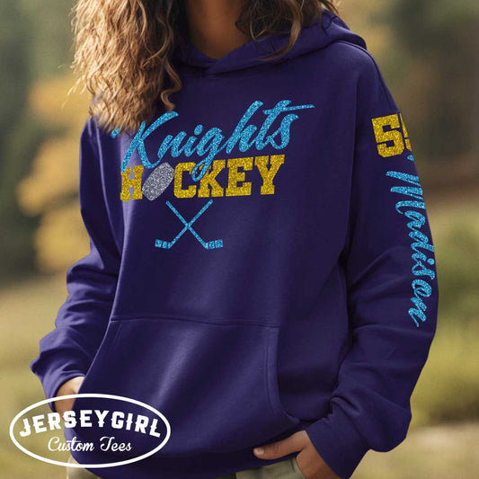 personalized glitter hockey hoodie
