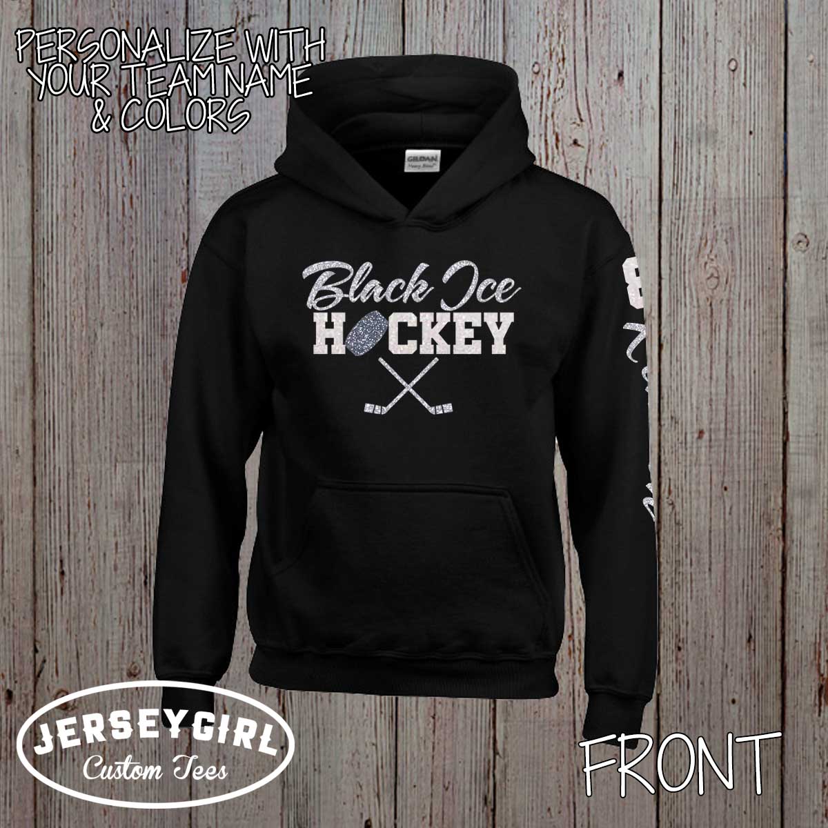 personalized glitter hockey hoodie