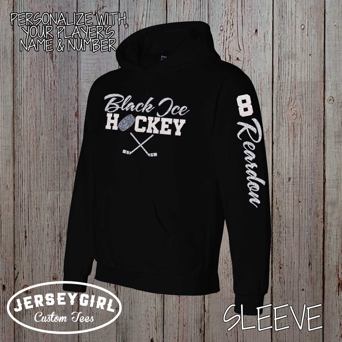 personalized glitter hockey hoodie