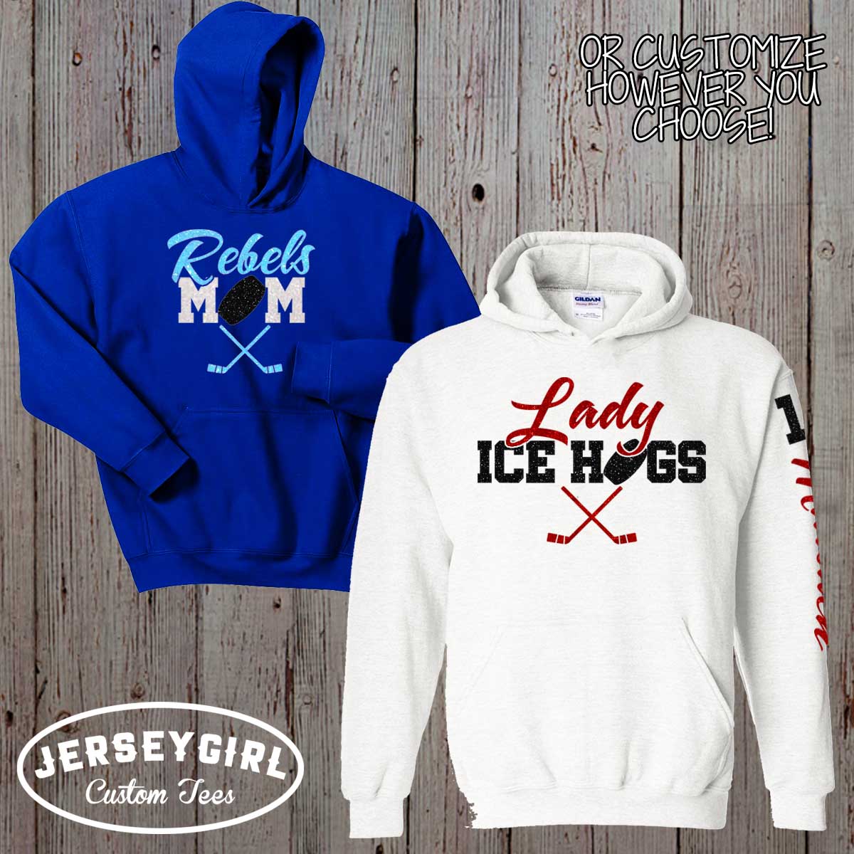 personalized glitter hockey hoodie