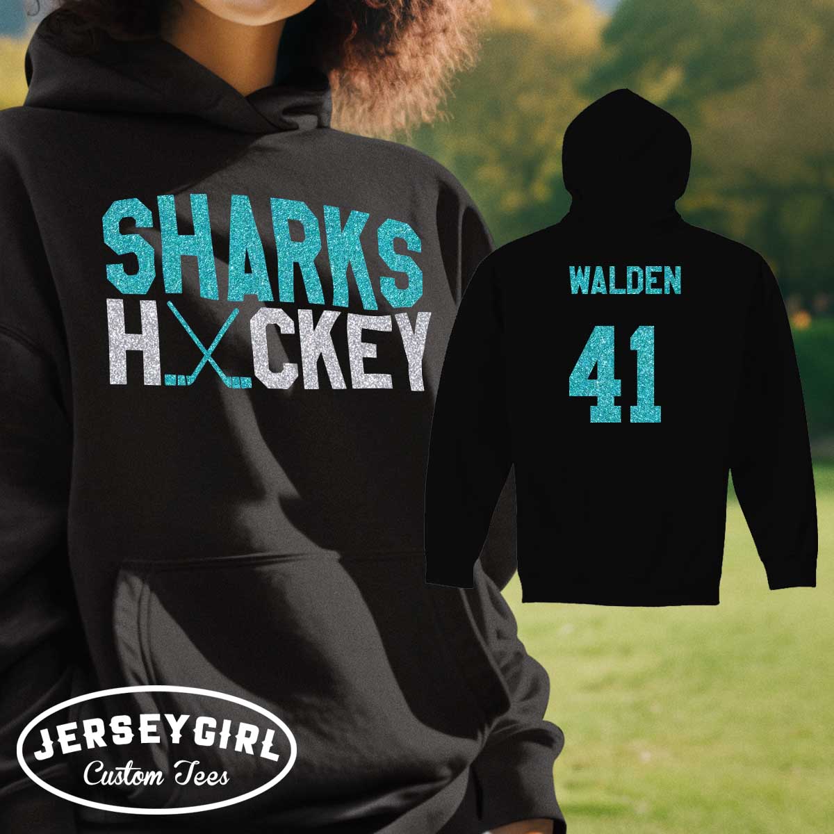 custom glitter hockey sweatshirt