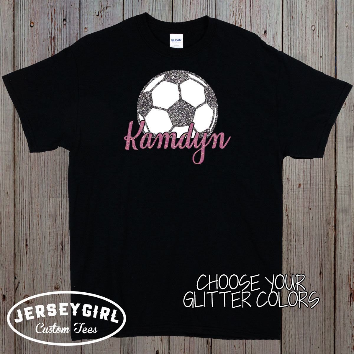 personalized glitter soccer shirt