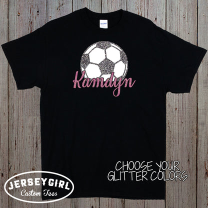 personalized glitter soccer shirt