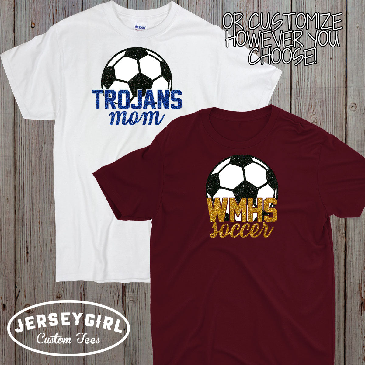 personalized glitter soccer shirt