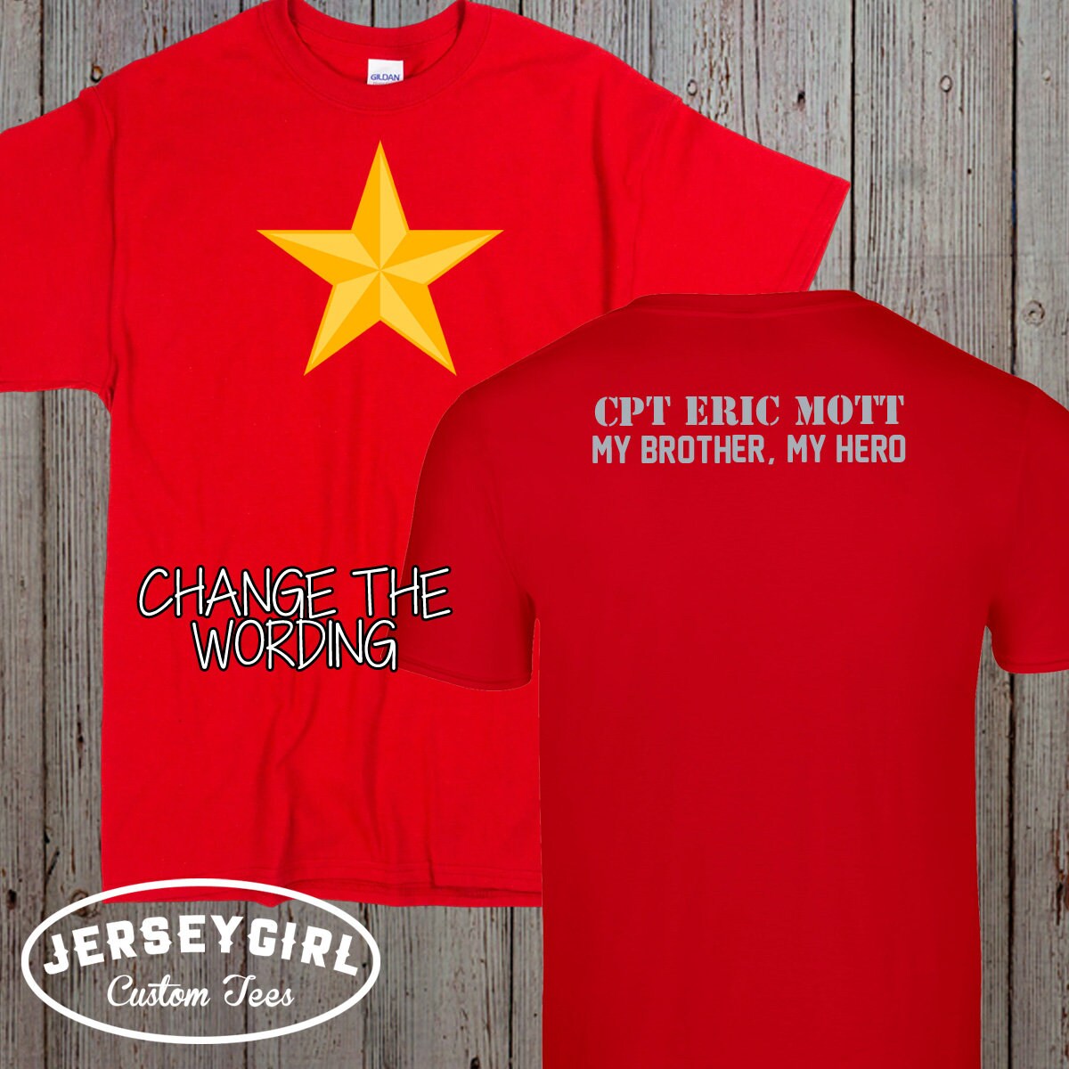 Personalized Gold Star Shirt with Service Member's Name