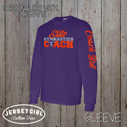 gymnastics coach shirt with name on sleeve