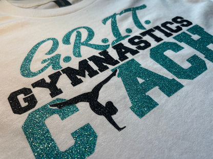 gymnastics coach shirt with name on sleeve
