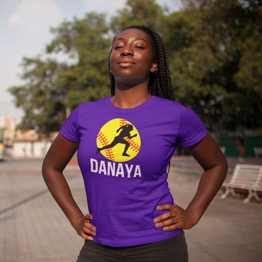 personalized girls' softball shirt with name