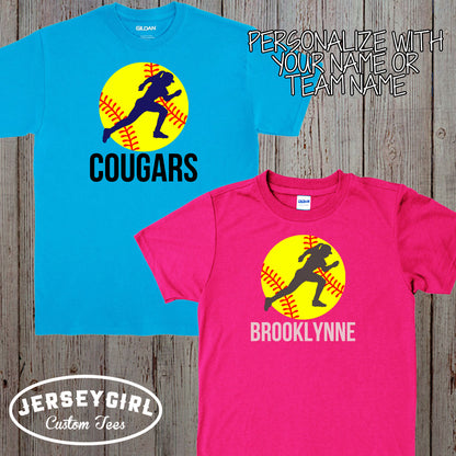 personalized girls' softball shirt with name