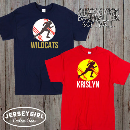 personalized girls' softball shirt with name