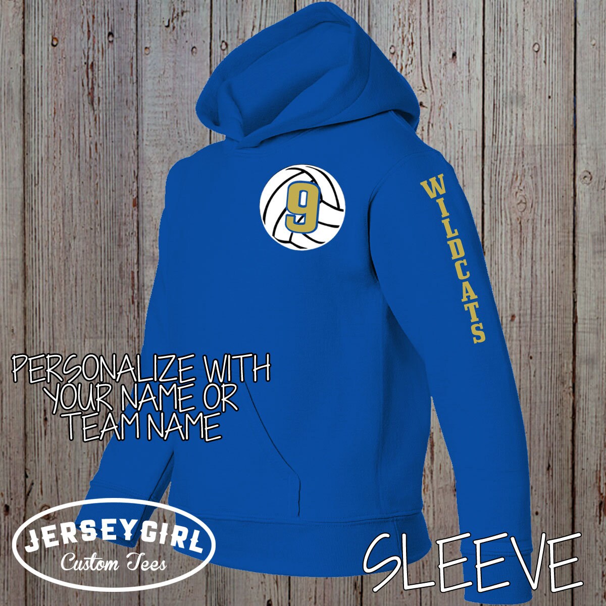 personalized volleyball hoodie with name & number