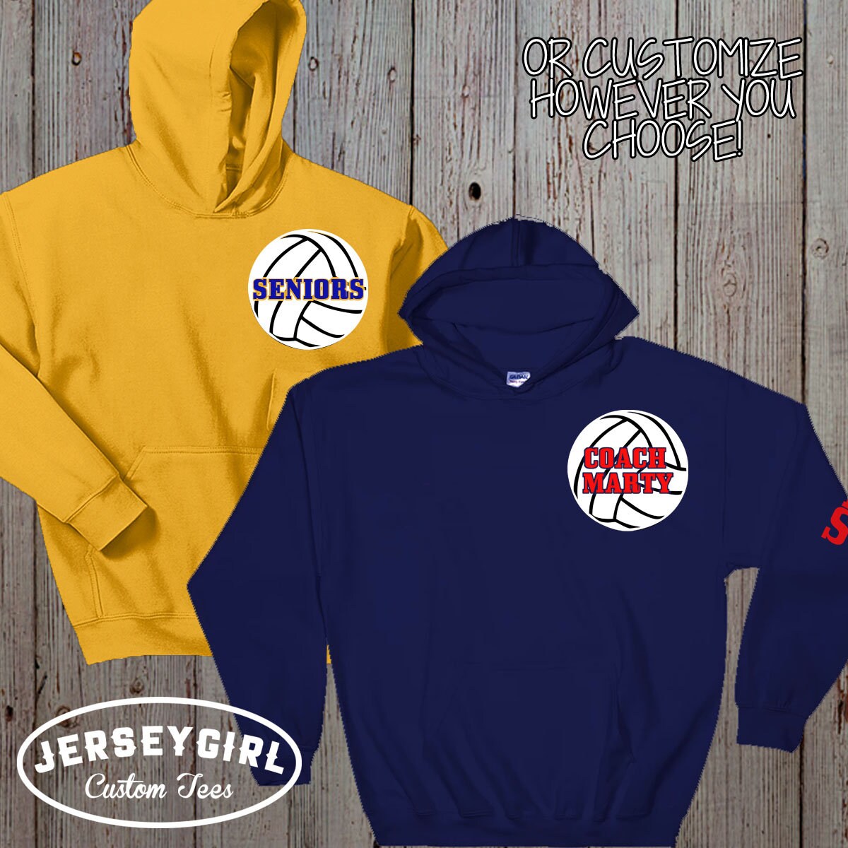 personalized volleyball hoodie with name & number