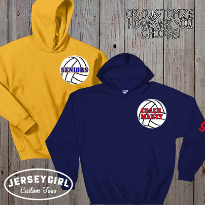 personalized volleyball hoodie with name & number