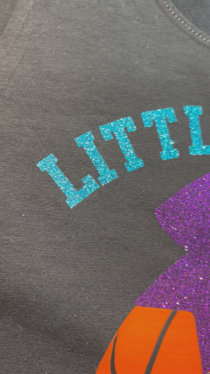 Little Sister Biggest Fan Basketball Baby Bodysuit or Toddler Shirt