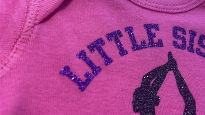 Custom Little Sister Biggest Fan Gymnastics Bodysuit / Toddler Shirt
