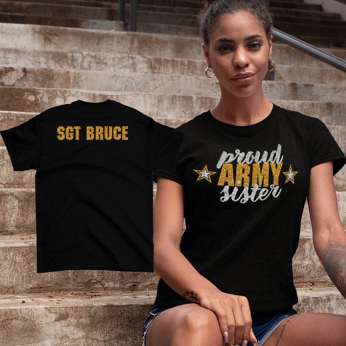 glitter proud Army sister shirt