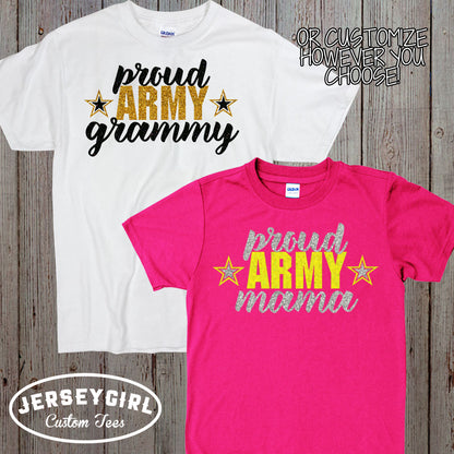 glitter proud Army sister shirt