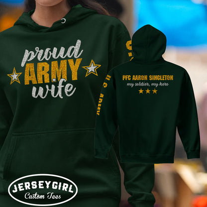 custom proud Army wife hoodie
