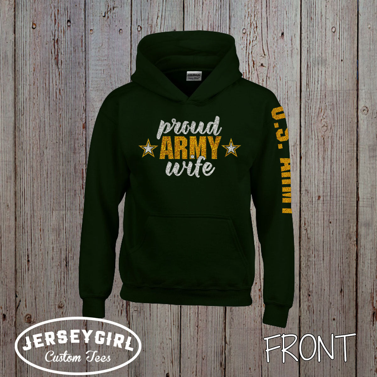 custom proud Army wife hoodie