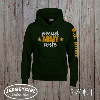 custom proud Army wife hoodie