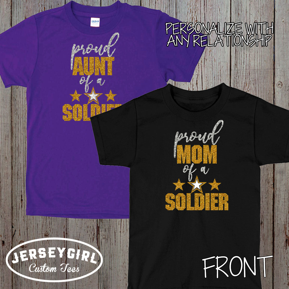 Glitter Proud Mom of a Soldier Shirt