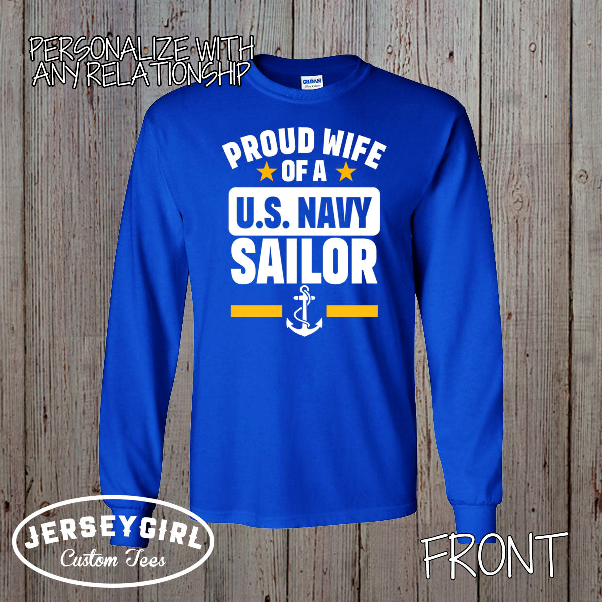 Custom Proud Mom of a US Sailor Long-Sleeve Shirt