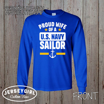 Custom Proud Mom of a US Sailor Long-Sleeve Shirt