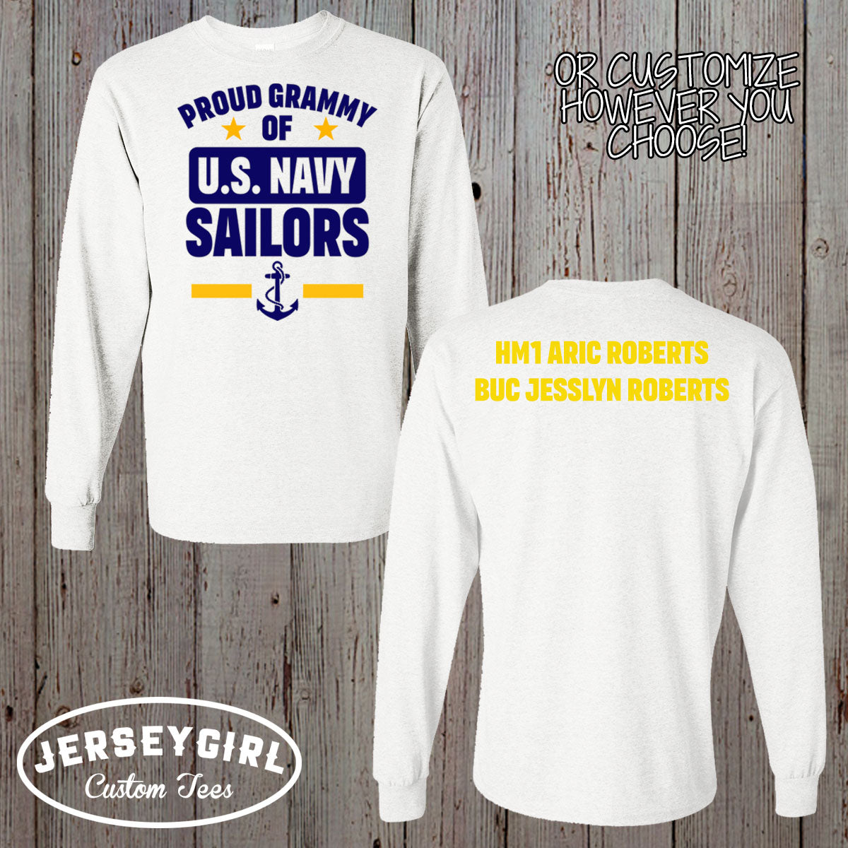 Custom Proud Mom of a US Sailor Long-Sleeve Shirt