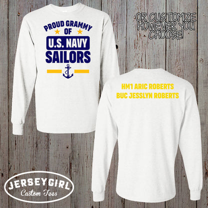 Custom Proud Mom of a US Sailor Long-Sleeve Shirt