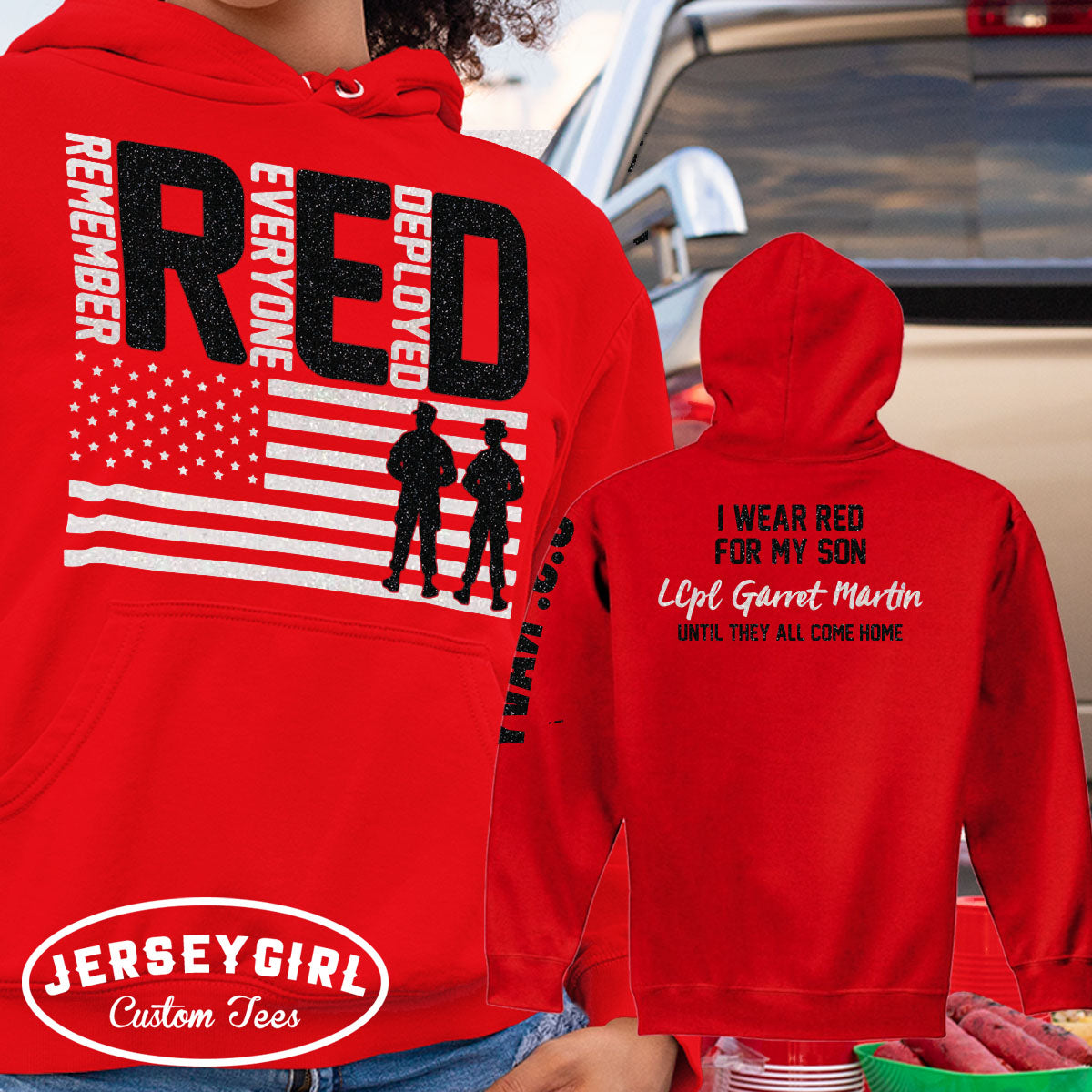 Glitter Remember Everyone Deployed RED Friday Sweatshirt