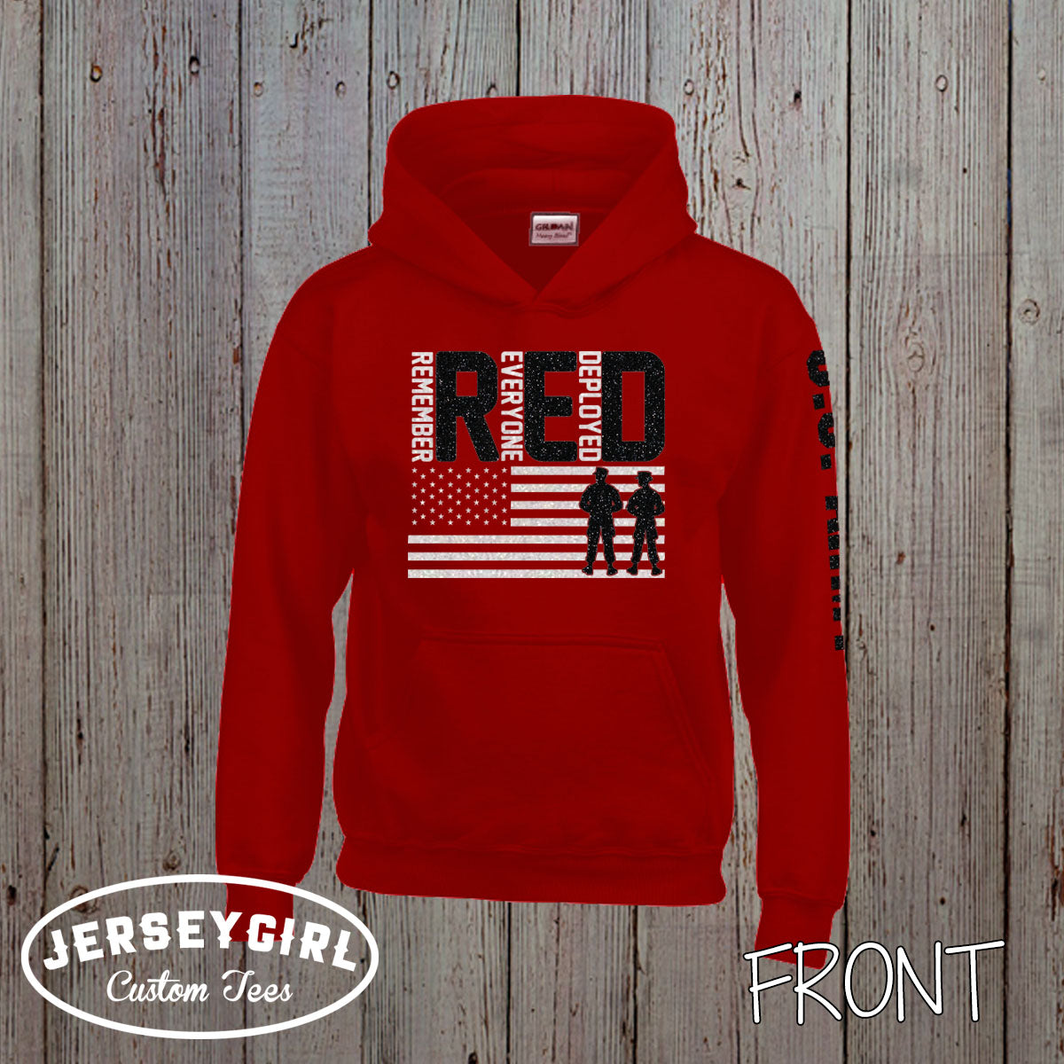 Glitter Remember Everyone Deployed RED Friday Sweatshirt