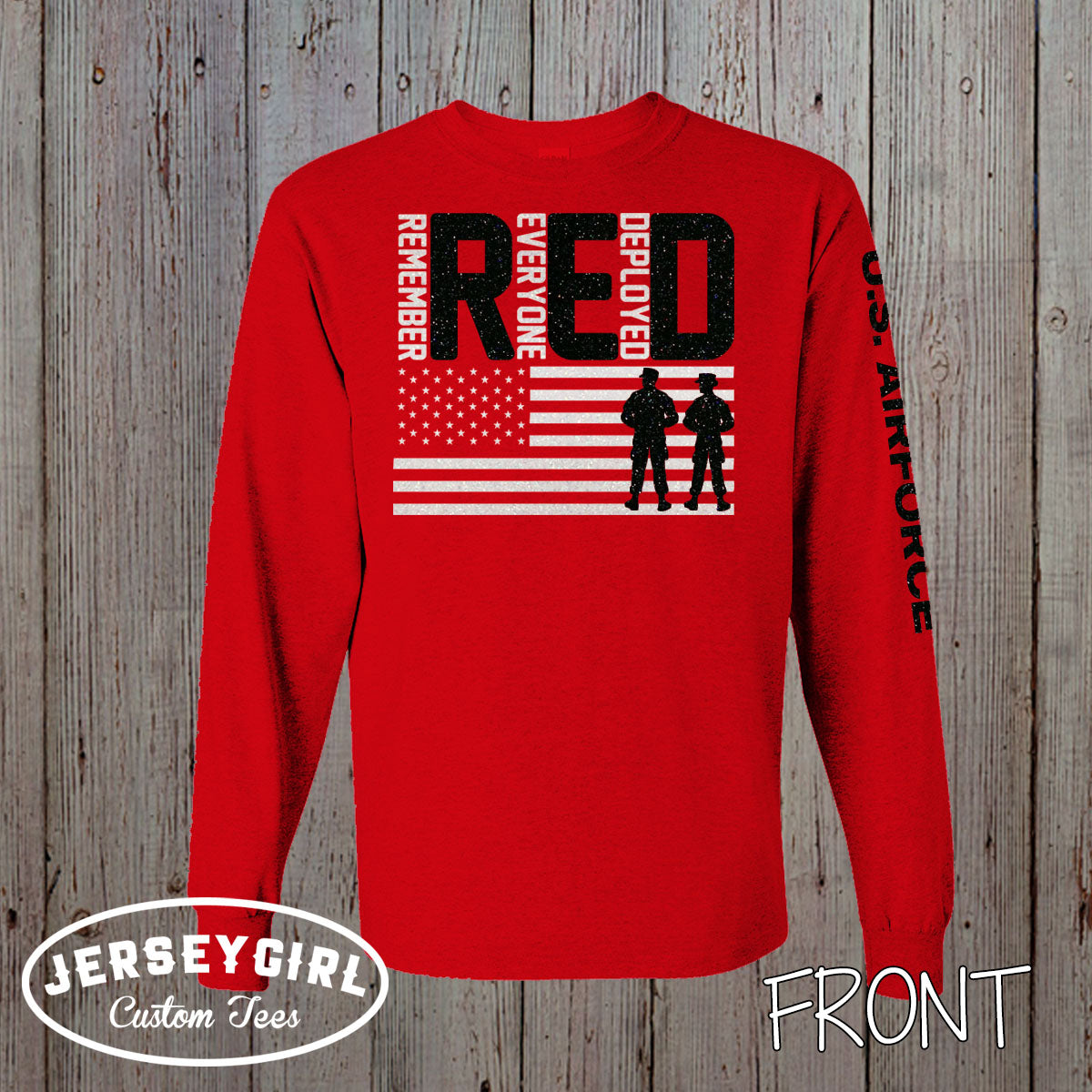 Glitter Long-Sleeve Remember Everyone Deployed RED Friday Shirt