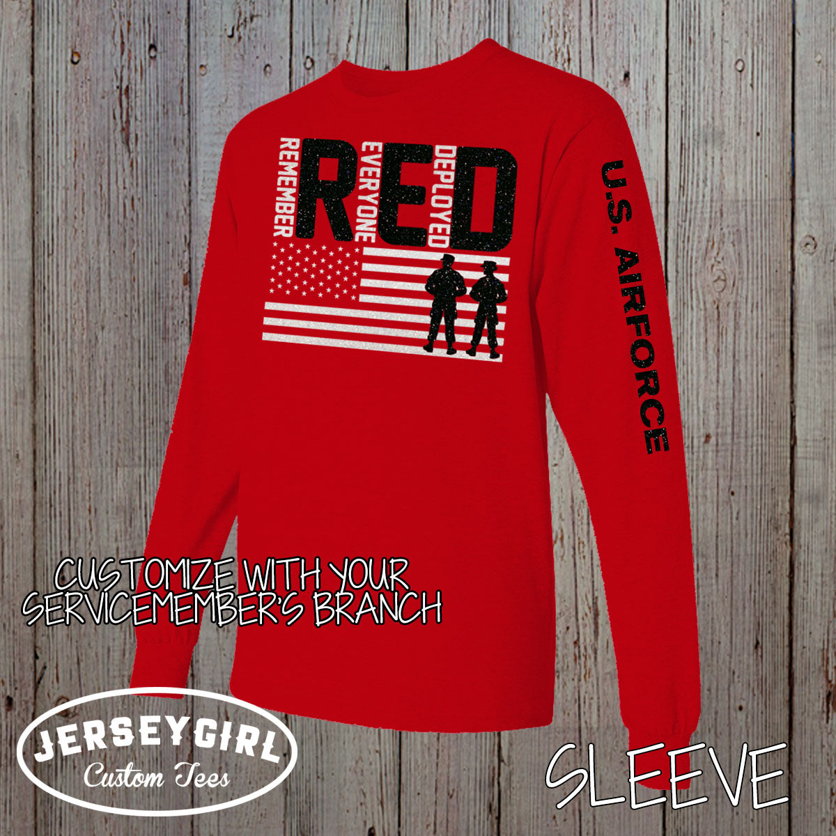 Glitter Long-Sleeve Remember Everyone Deployed RED Friday Shirt