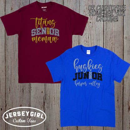 custom glitter senior mom shirts