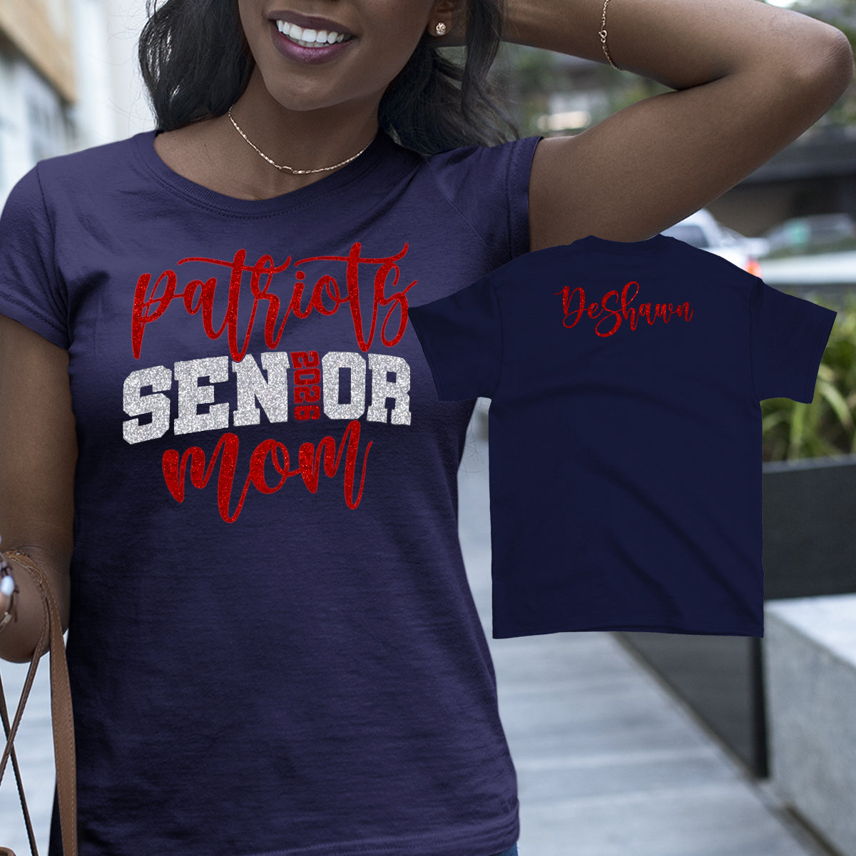 custom glitter senior mom shirts