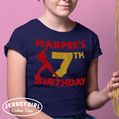 custom softball birthday shirt