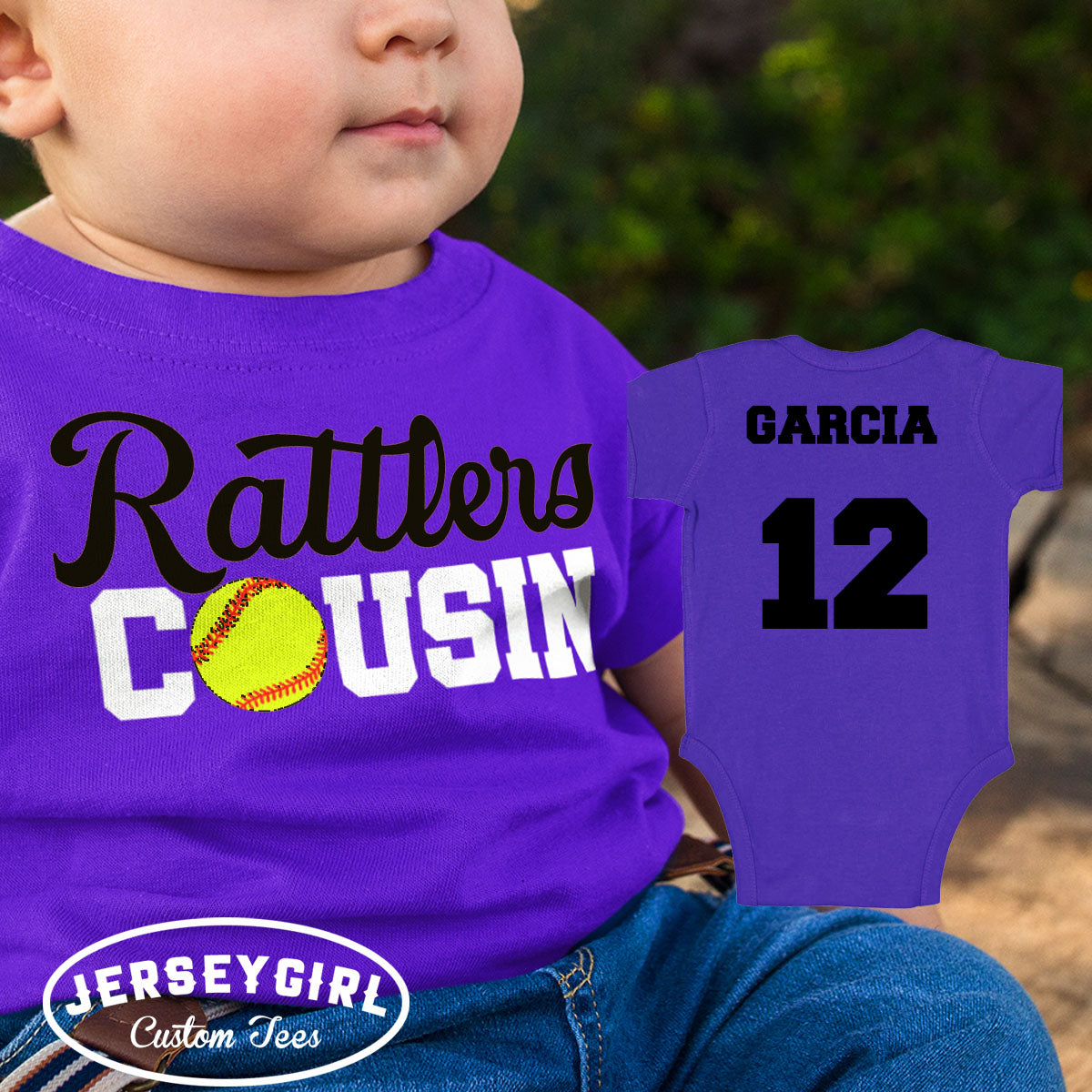 custom softball cousin bodysuit / toddler shirt