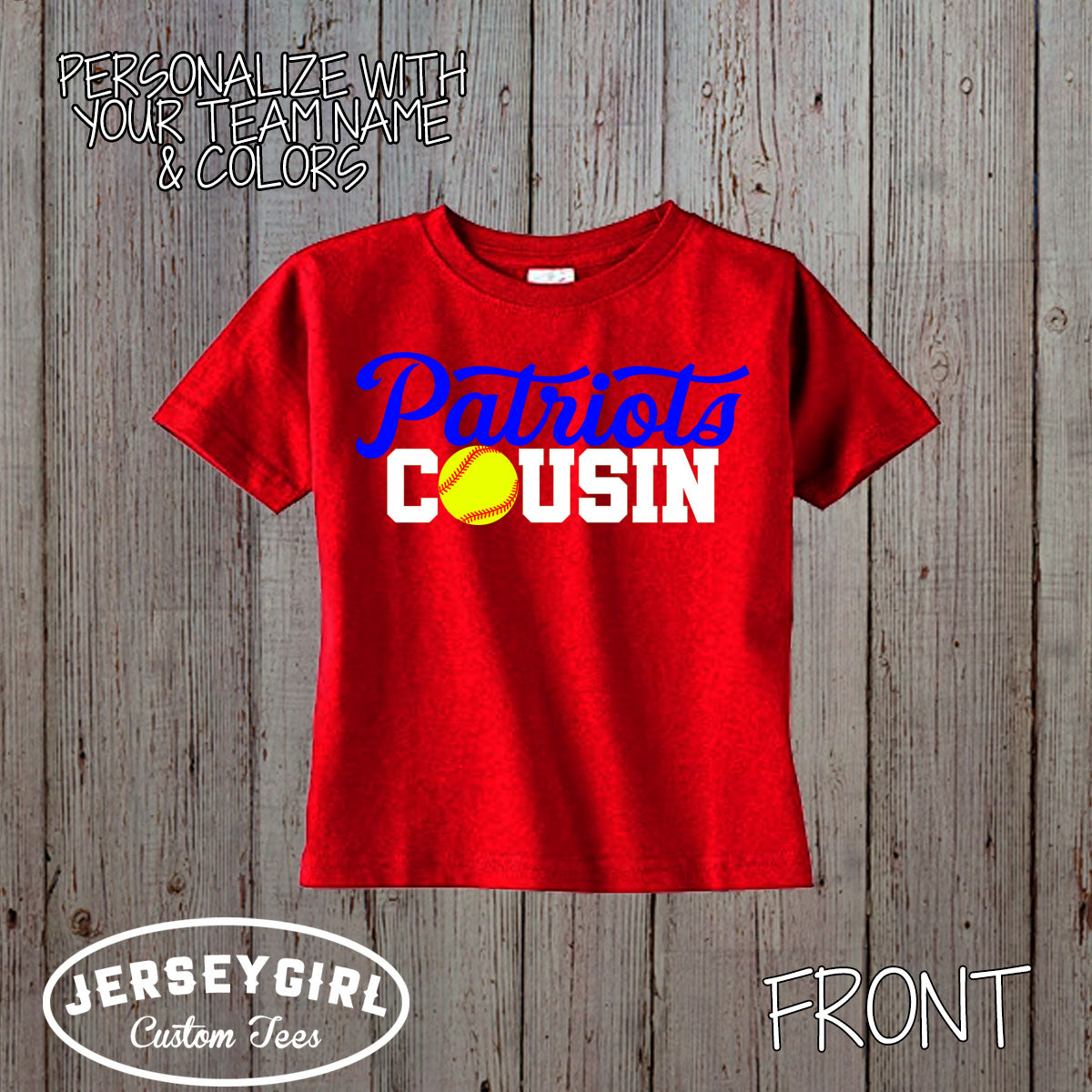 custom softball cousin bodysuit / toddler shirt