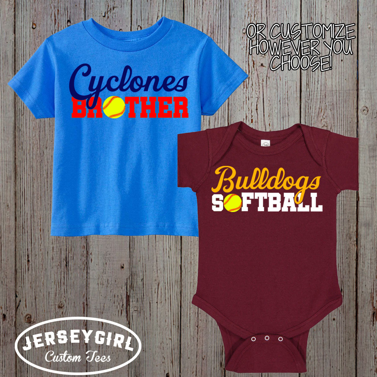 custom softball cousin bodysuit / toddler shirt